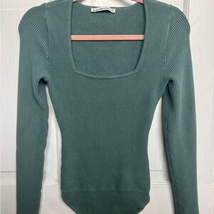 Abercrombie & Fitch Green Ribbed Bodysuit